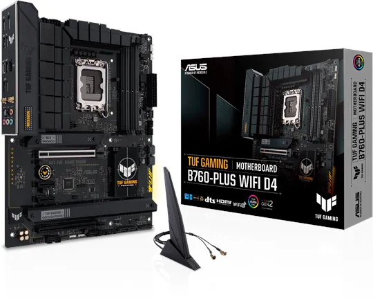 ASUS TUF GAMING B760-PLUS WIFI D4 Bundkort - Intel B760 - Intel LGA1700 socket - DDR4 RAM - ATX